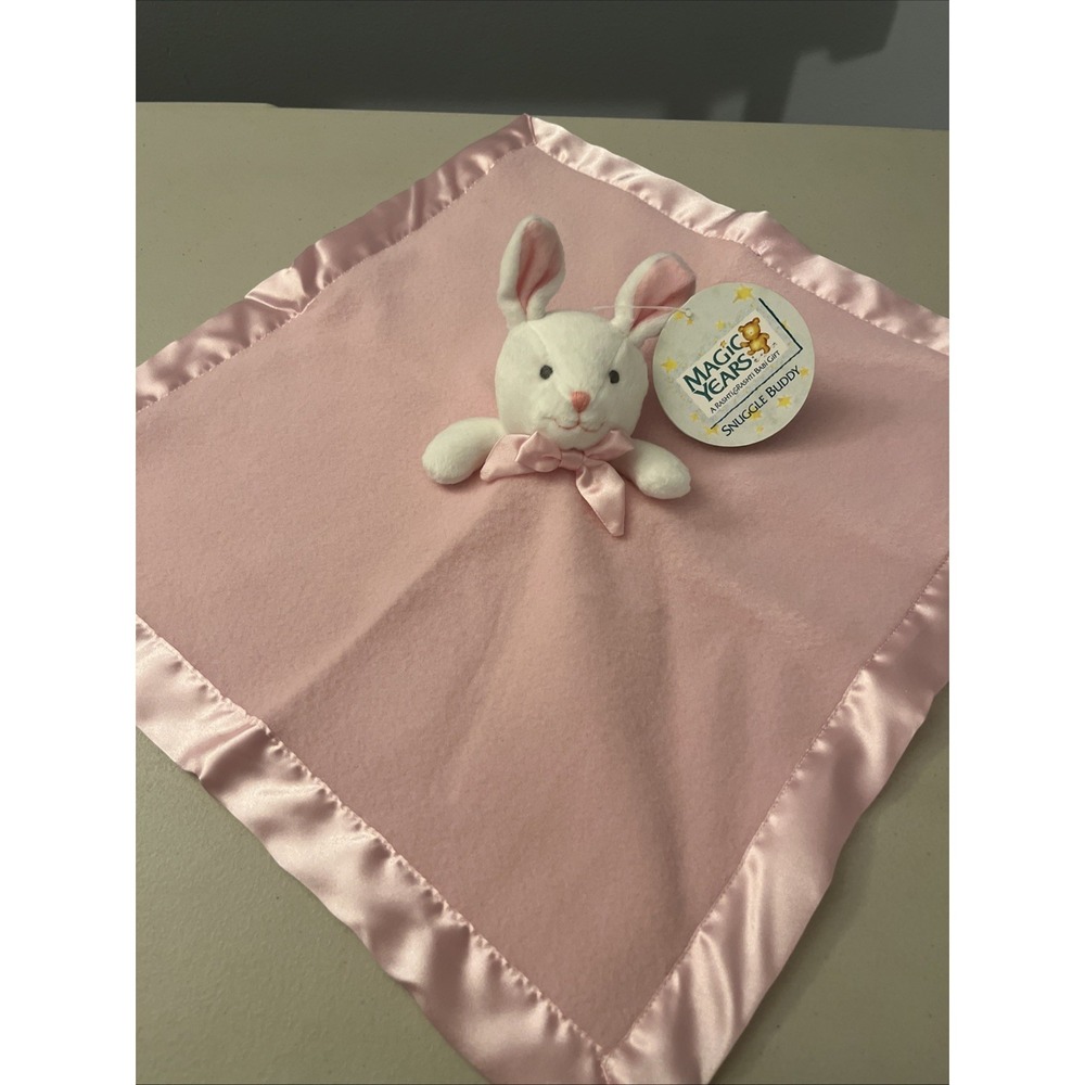 VTG Pink Bunny Rabbit Lovey Snuggle Buddy Magic Years Rashti Babi Gift Satin Toy